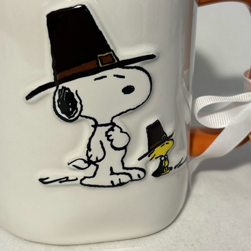 Peanuts Rae Dunn Mug Snoopy
Woodstock Pilgrim Hats Thanksgiving
